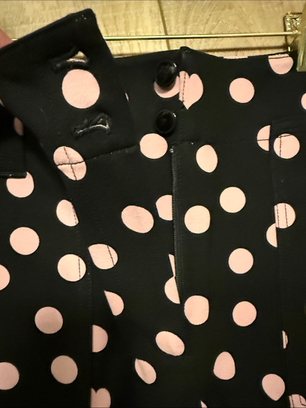 NEW Anthropologie Black pants with Pink Polka Dot & Heart Print - Picture 6 of 15